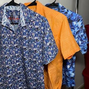 Robert Graham LOT OF 3 Mens Shirt Multicolor  Colorful S/S Button Up Size Small